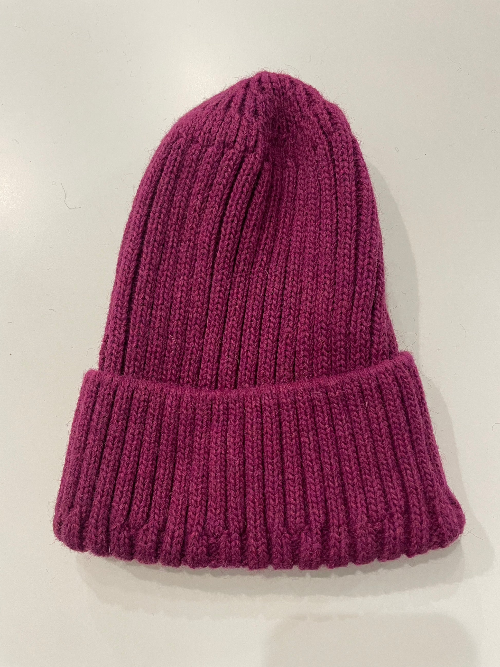 Magenta Ribbed Wool Mix Hat