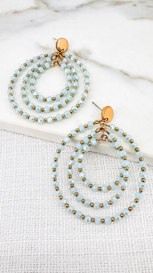 Envy Gold and Blue Faceted Bead Multi Hoop Stud Earring