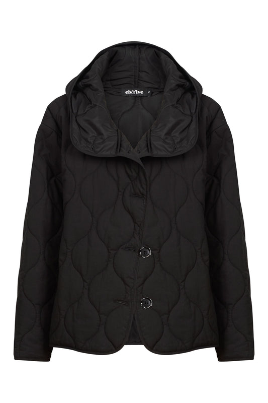 Eb & Ive Rib Hood Jacket | Ebony