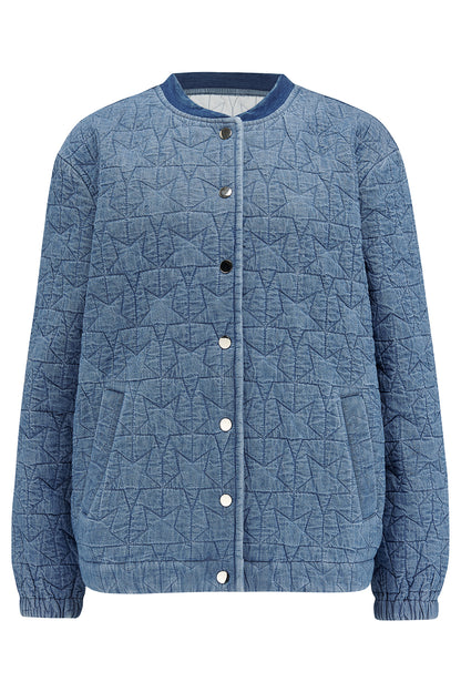 Sugarhill Brighton Kinga Quilted Bomber Jacket | Light Blue Denim