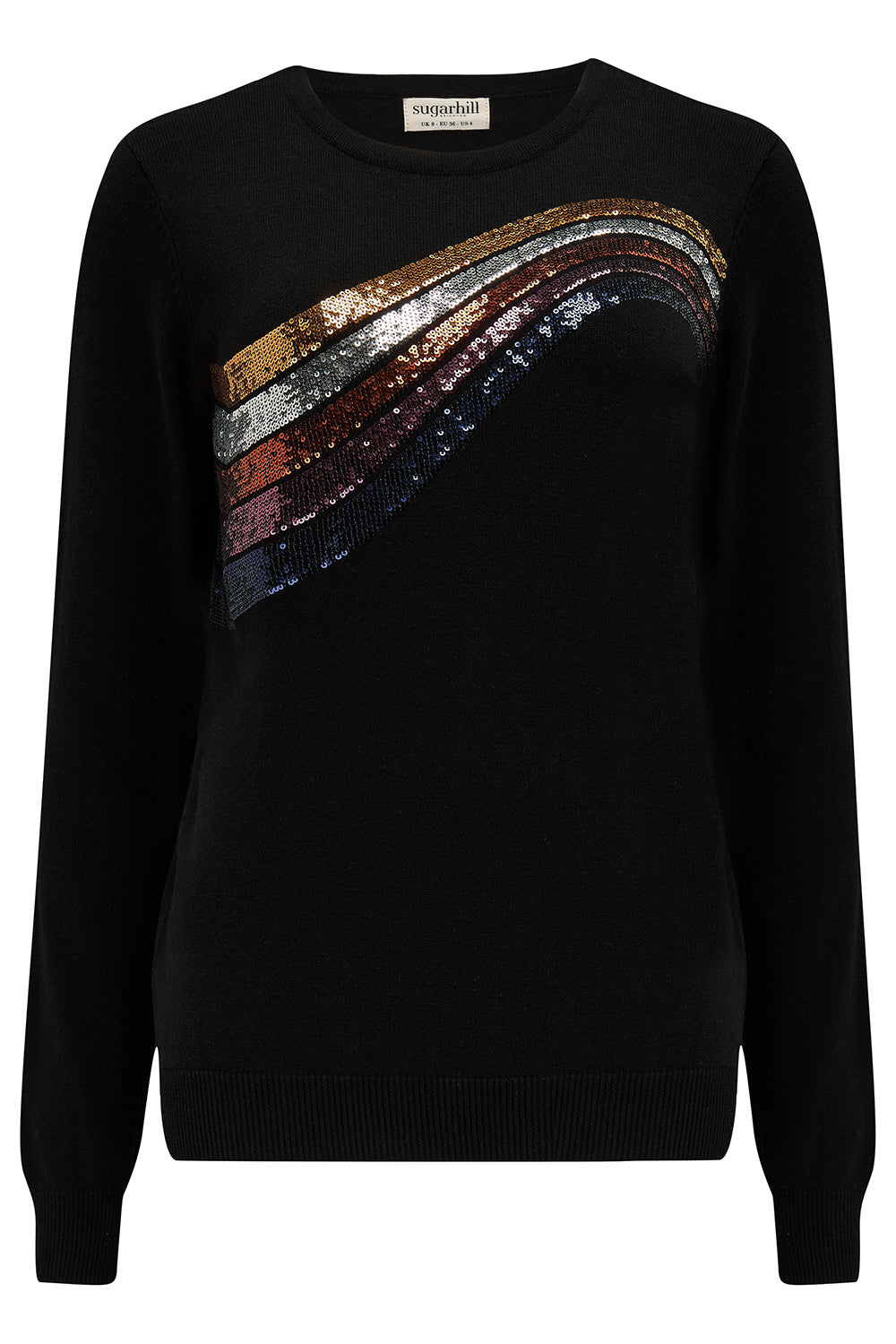 Sugarhill Brighton Cece Jumper | Black Sequin Wave