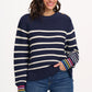 Rebecca Jumper | Navy & Off White with Stripe Rainbow Cuffs