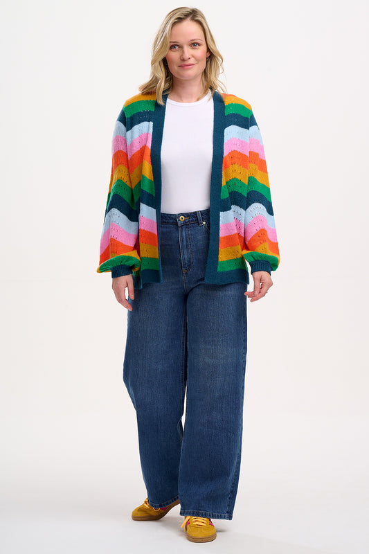 Bella Cardigan | Multi Rainbow Waves