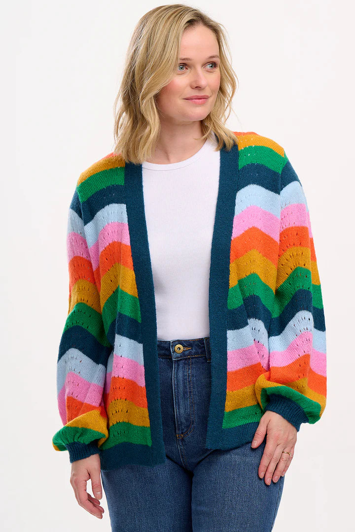 Bella Cardigan | Multi Rainbow Waves