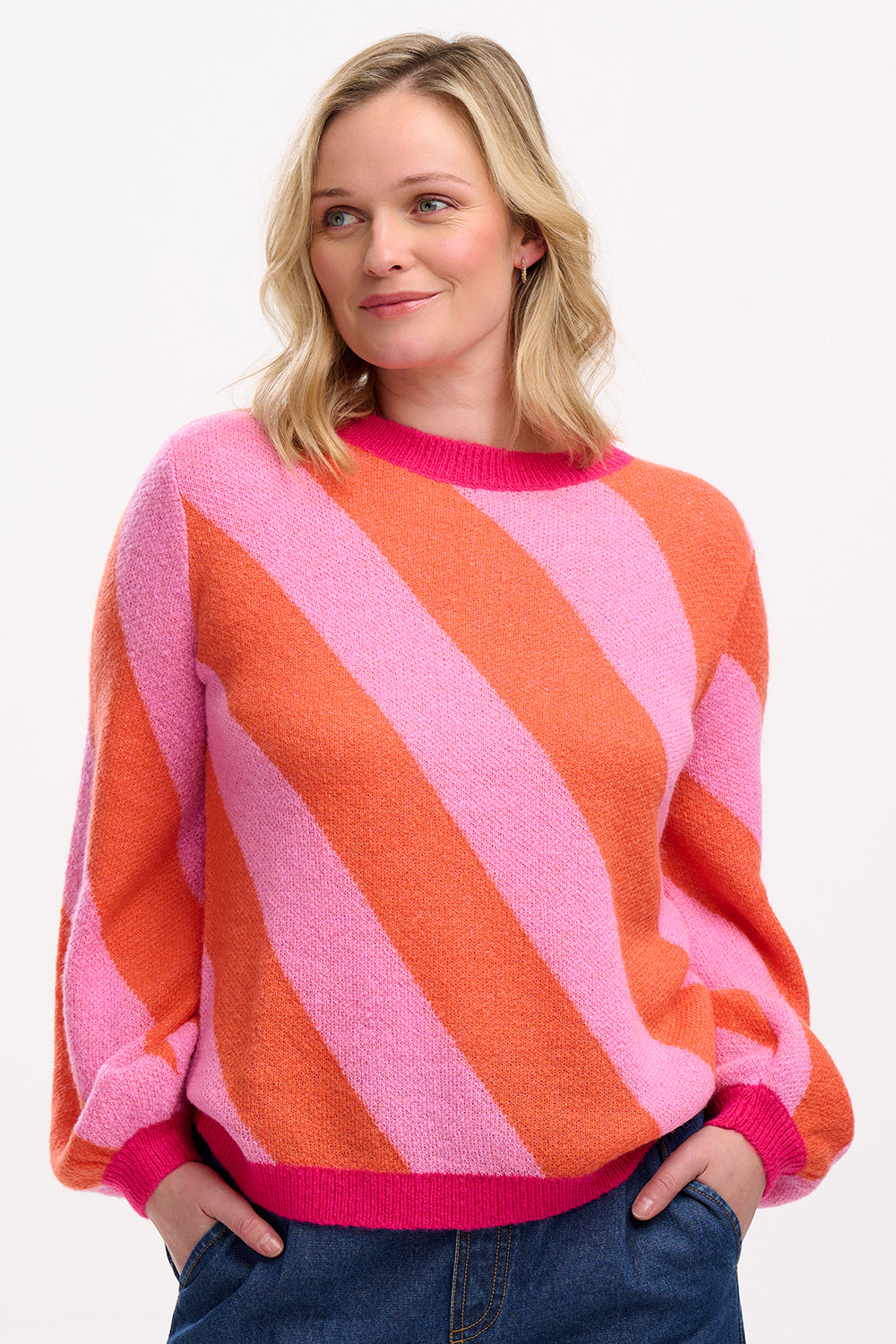 Essie Jumper | Pink & Orange Diagonal Stripe