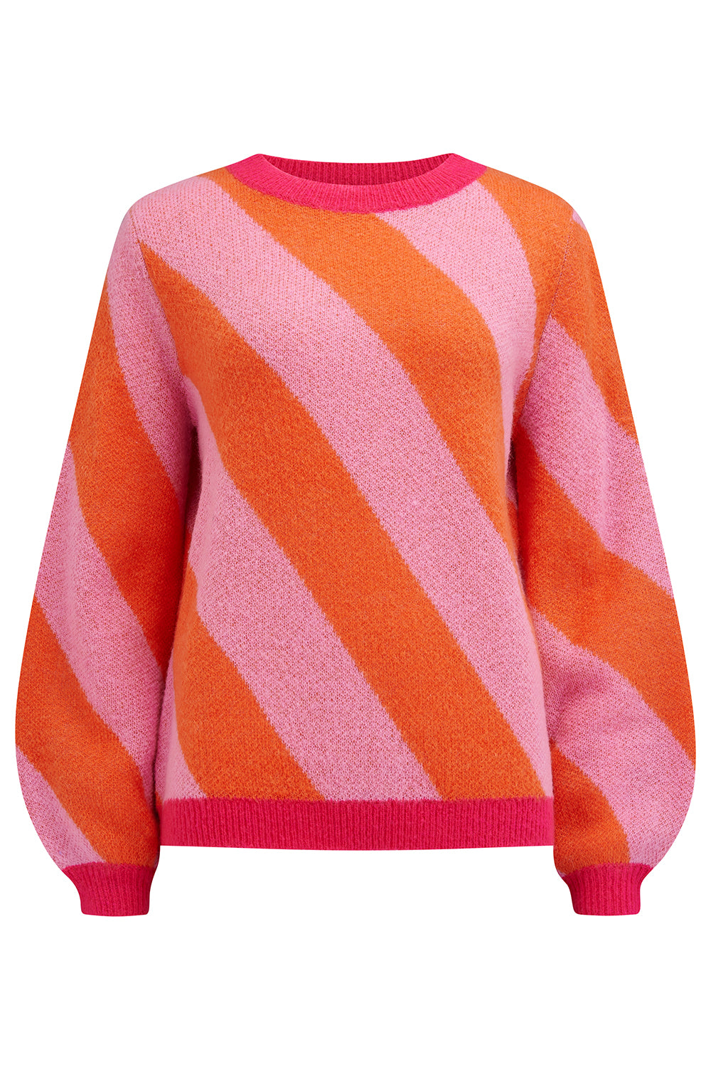 Sugarhill Brighton Essie Jumper | Pink & Orange Diagonal Stripe