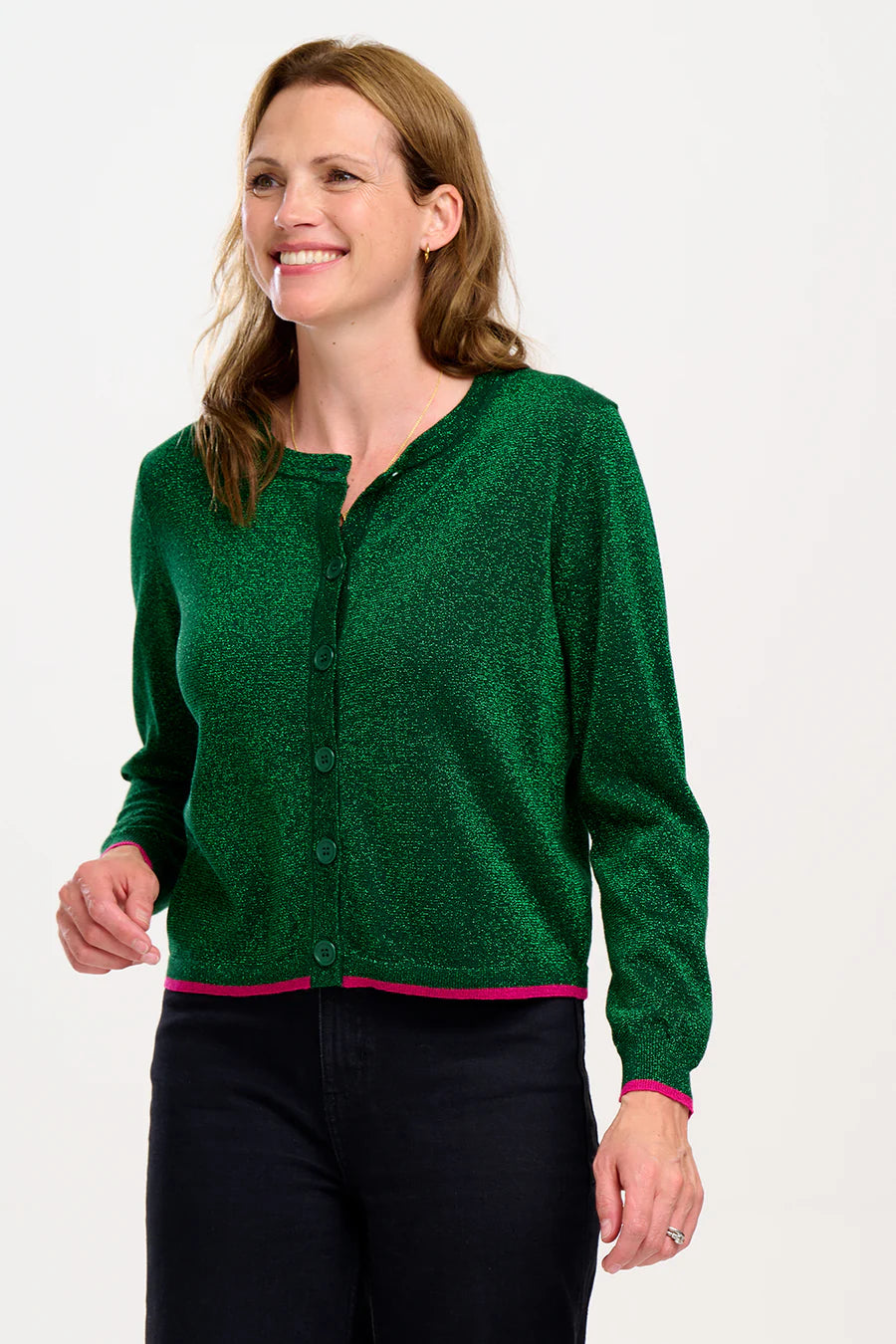 Ophilia Cardigan | Green Sparkle