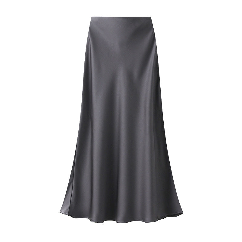 Satin Slip Skirt | Gunmetal