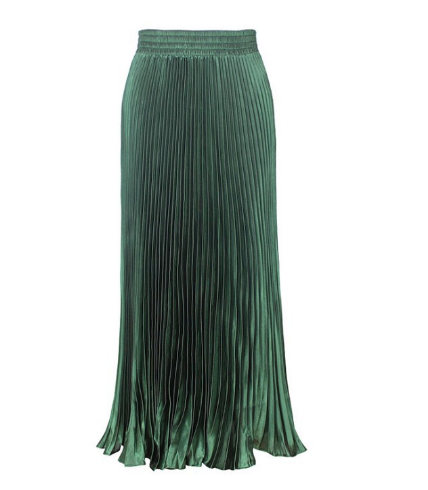 Pleated Shimmer Fluted Skirt | Emerald