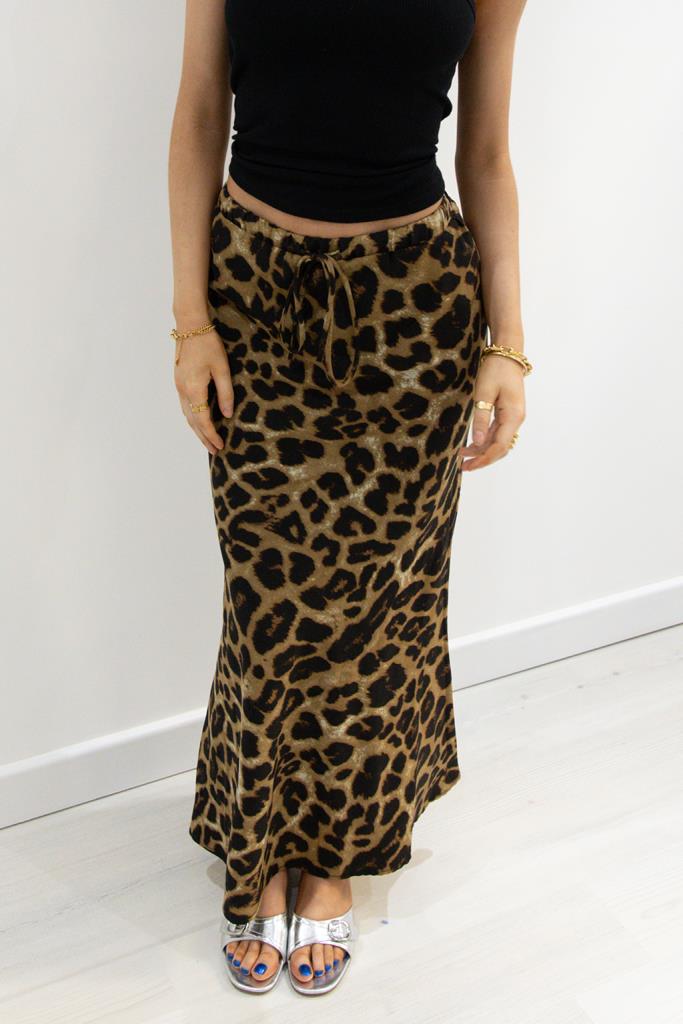 Leopard Print Skirt with Drawstring Waist