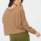 Maeve Cropped Raw Edge Sweatshirt | Caramel