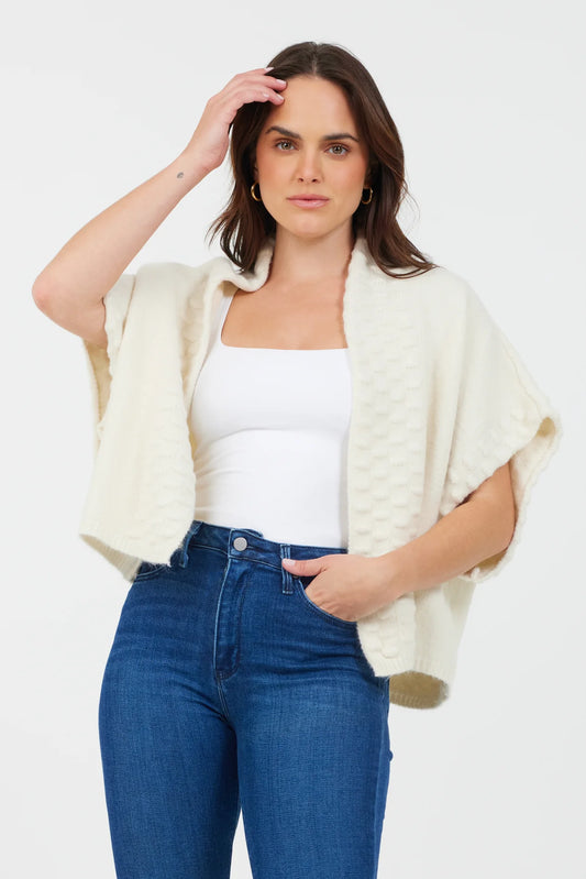 Teagan Short Sleeve Cardigan | Winter White