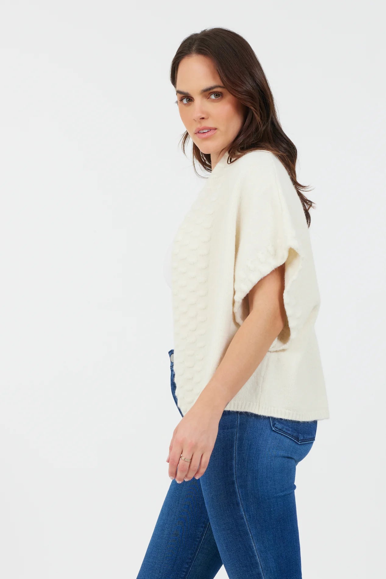 Teagan Short Sleeve Cardigan | Winter White