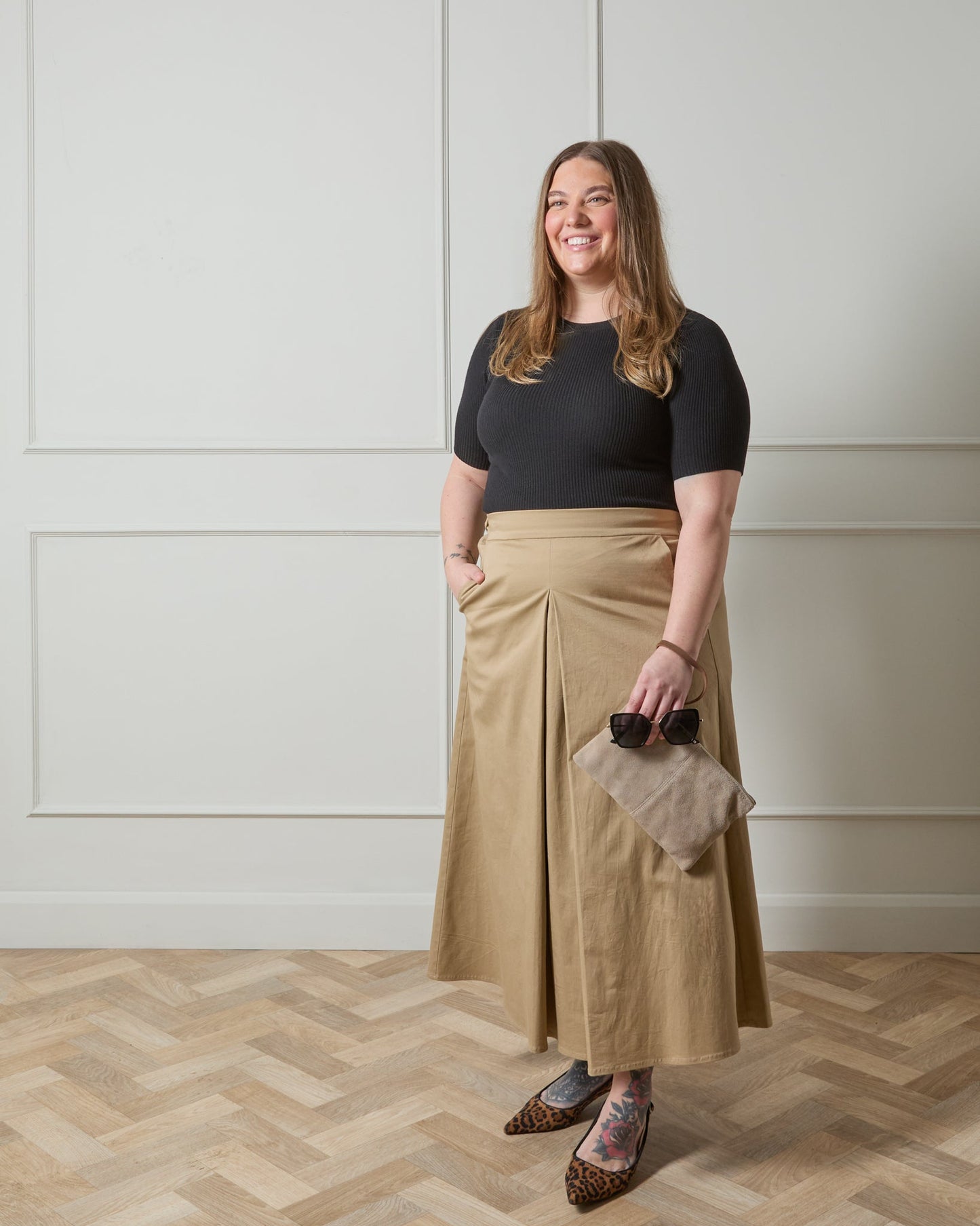 Chalk Tamara Skirt | Dark Beige