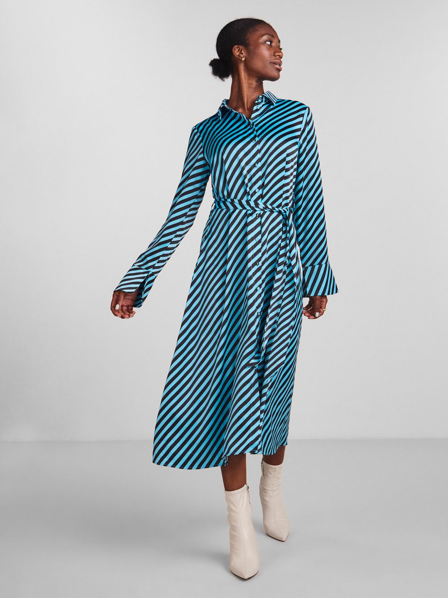 YAS Atoll Long Sleeve Stripe Shirt Dress