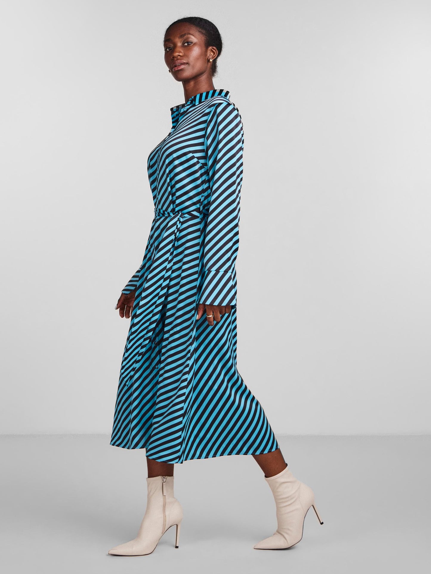 YAS Atoll Long Sleeve Stripe Shirt Dress