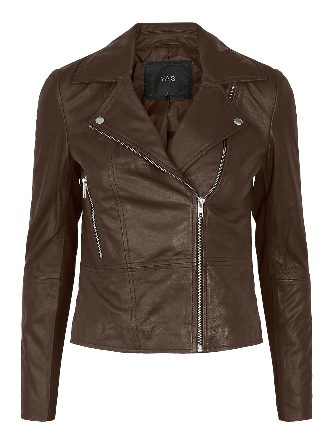 YAS Sophie Leather Jacket in Chicory Coffee