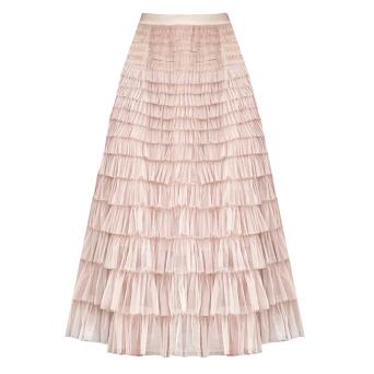 Maxi Tiered Frilled Skirt in Dusky Pink