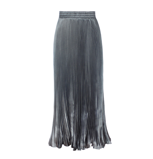 Pleated Shimmer Fluted Skirt | Silver