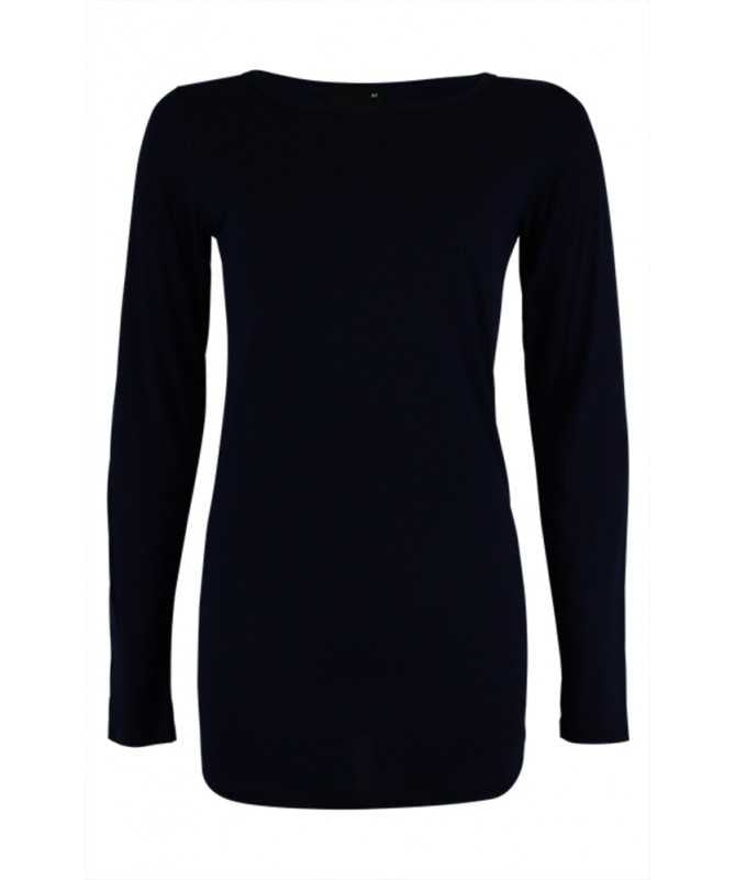 Black Jersey Long Sleeve Scoop Neck Top