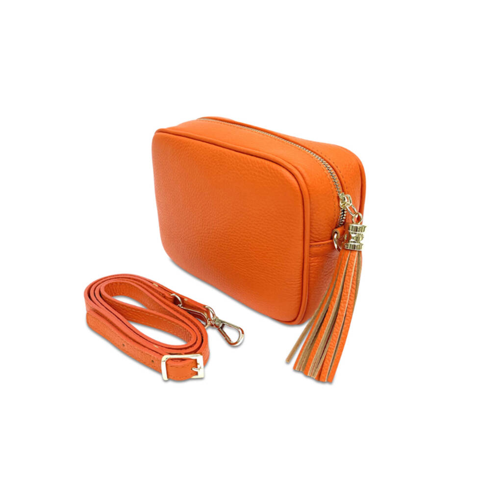 Leather Cross Body Bag | Orange