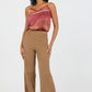 Ziggy Wide Leg Stretch Baby Cord Trousers | Caramel