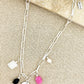 Envy Short silver necklace with pink black and white charms