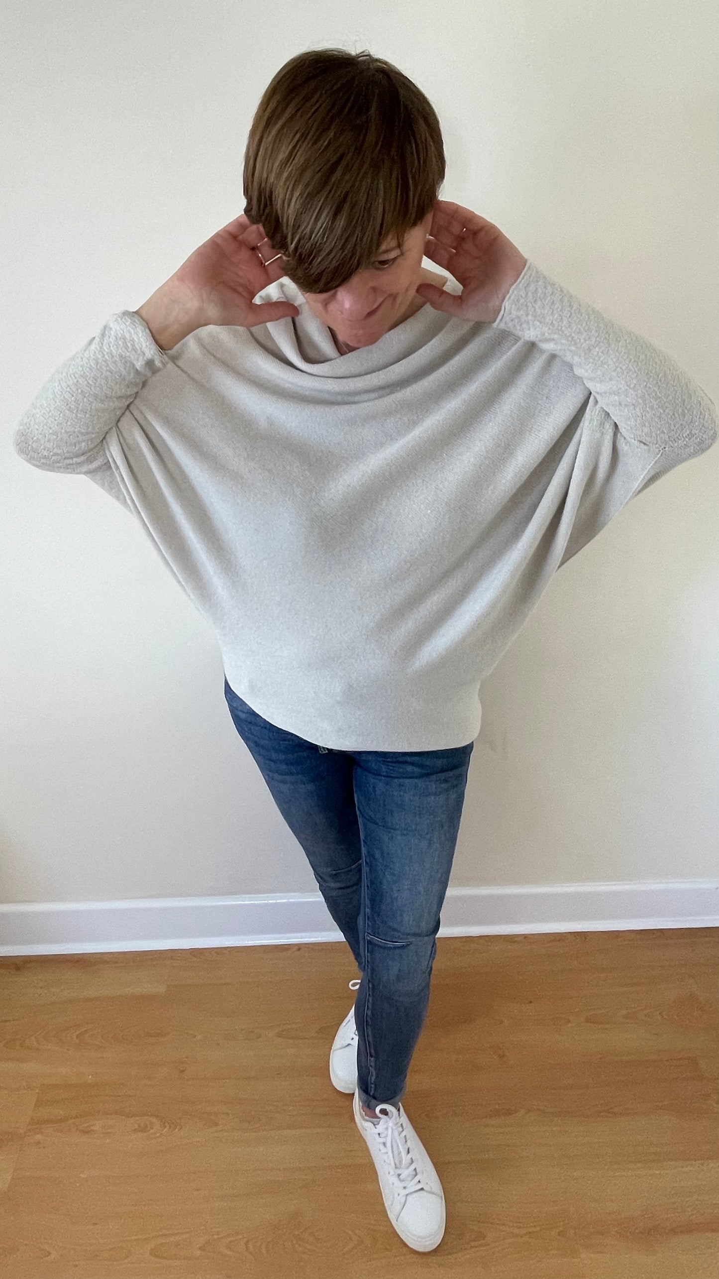 Asymmetric Draped Soft Knitted Jumper | Oatmeal