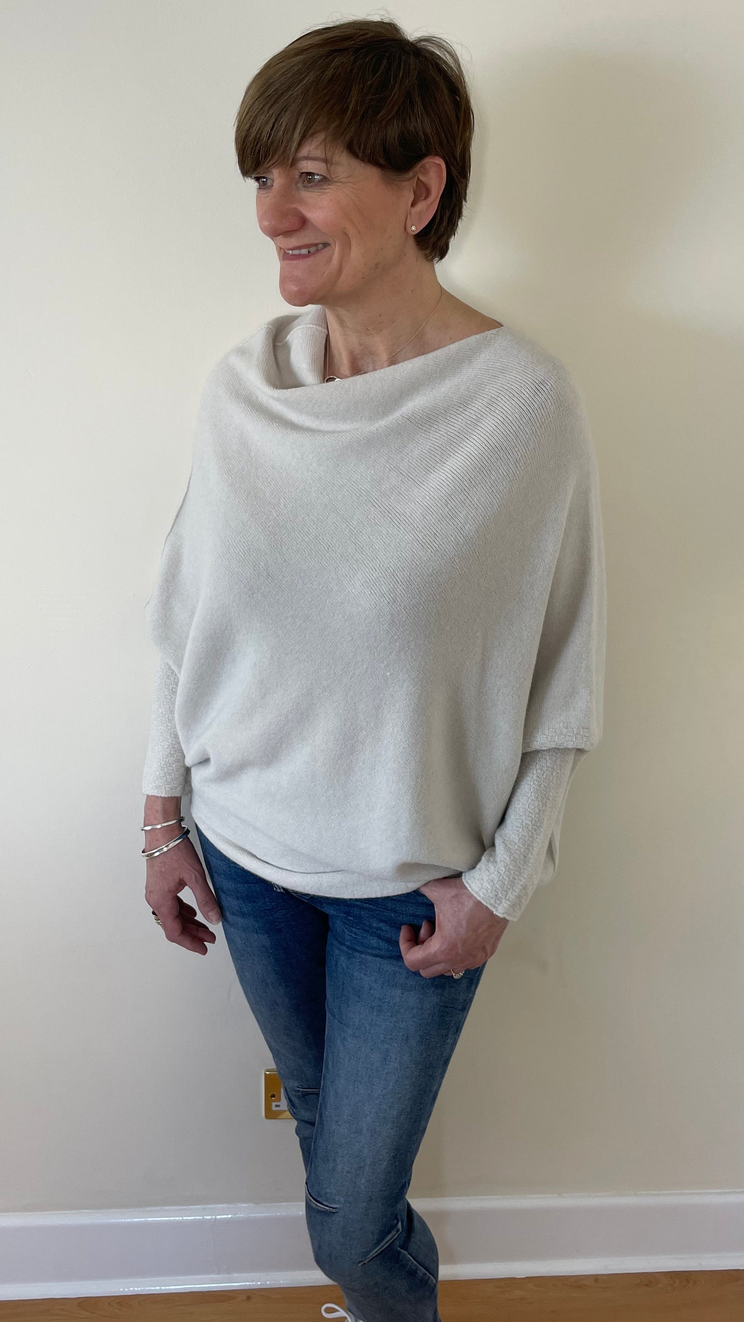 Asymmetric Draped Soft Knitted Jumper | Oatmeal