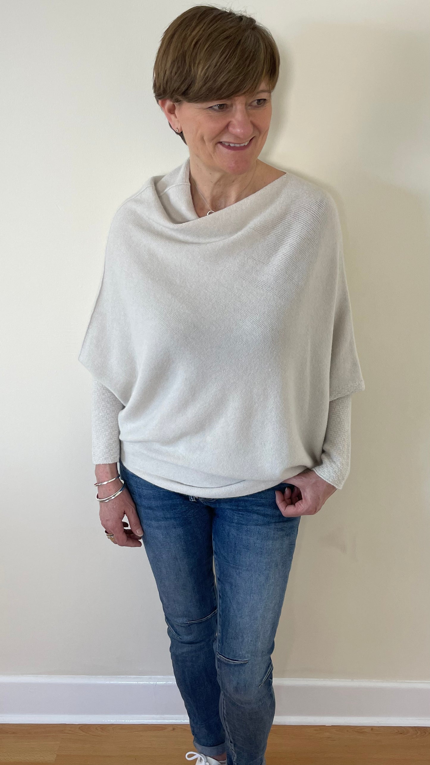 Asymmetric Draped Soft Knitted Jumper | Oatmeal