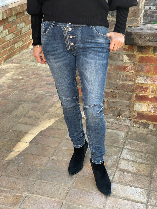 Melly & Co 4 Button Skinny Jeans Dark Denim