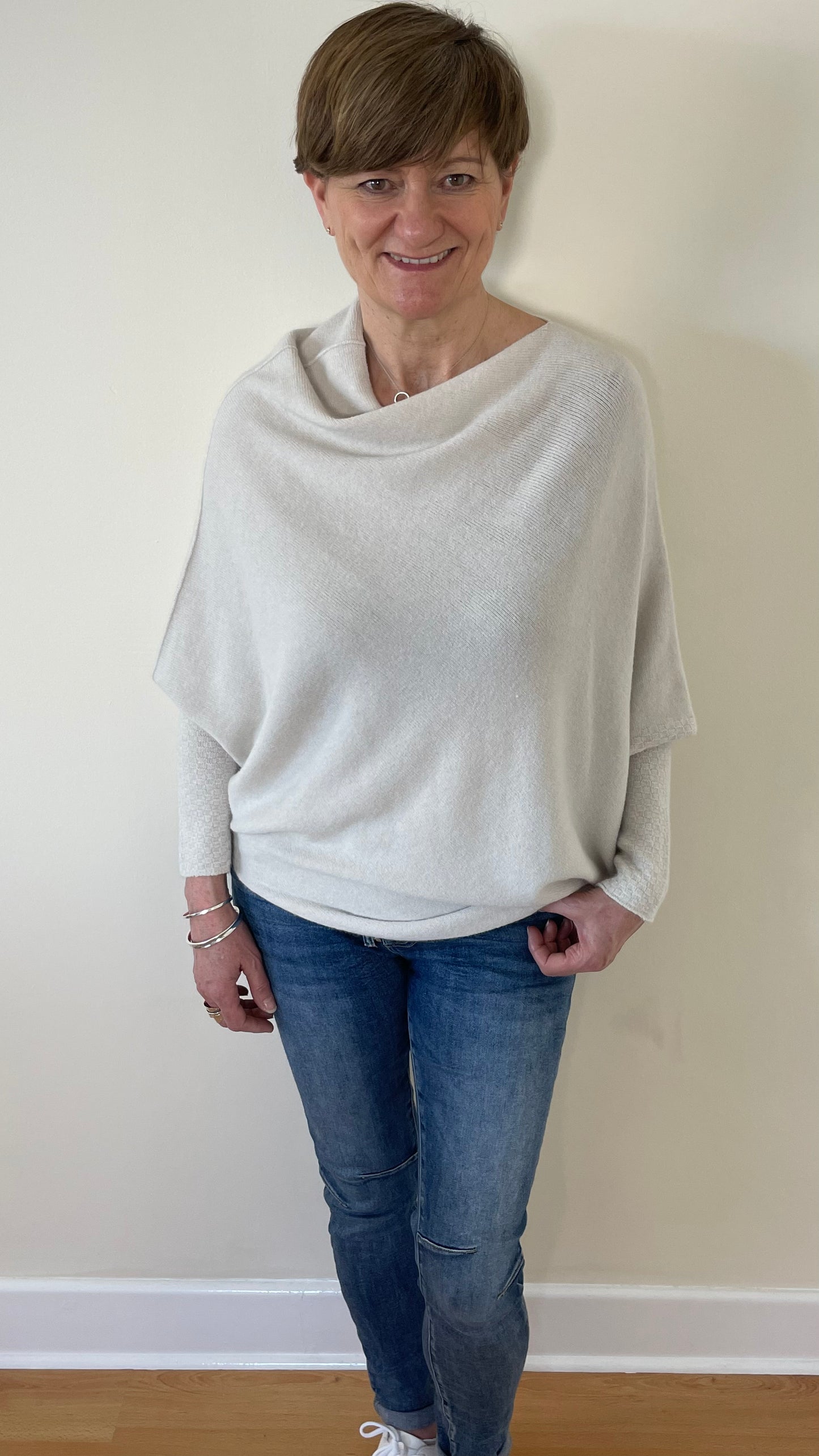 Asymmetric Draped Soft Knitted Jumper | Oatmeal