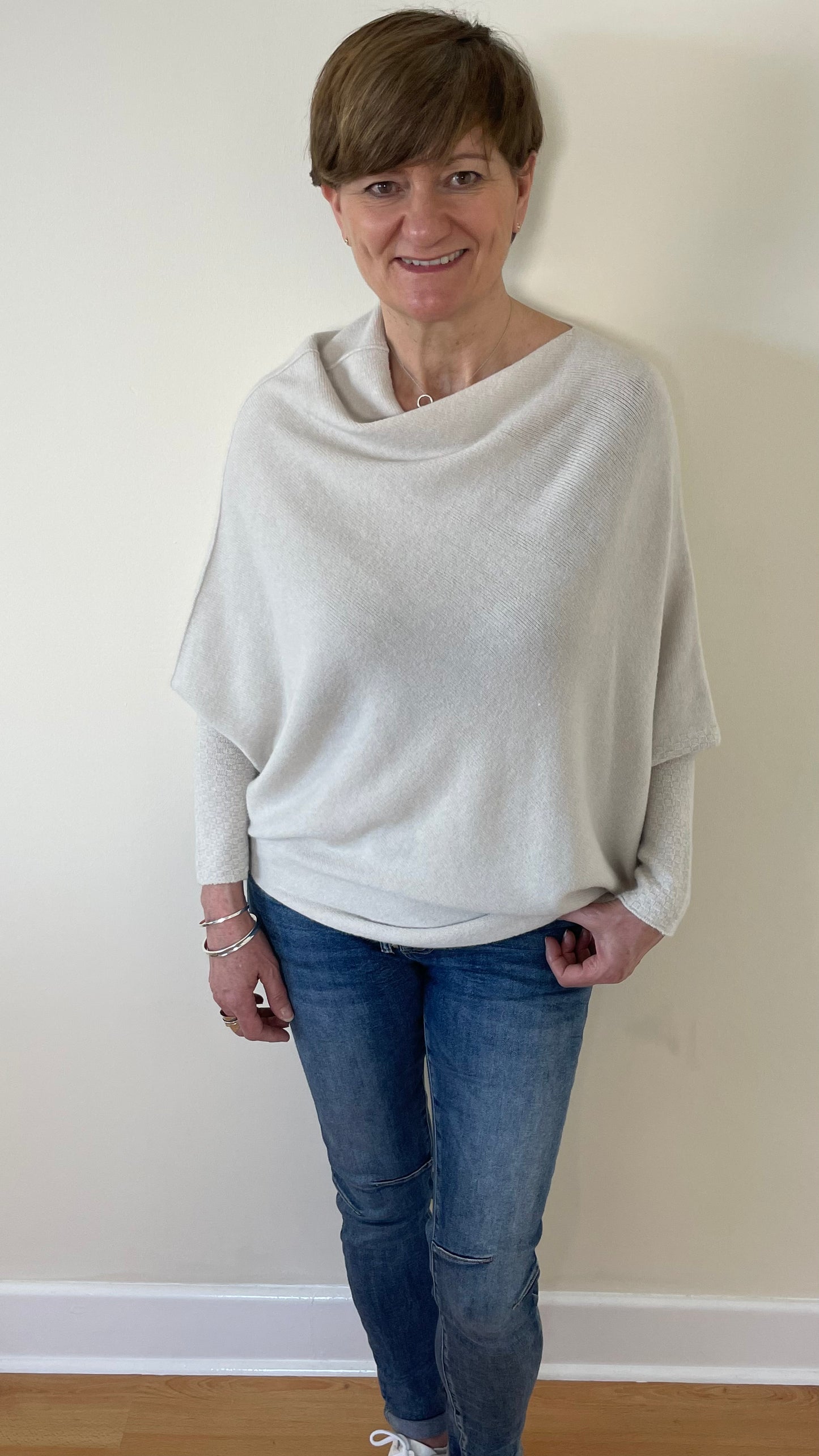 Asymmetric Draped Soft Knitted Jumper | Oatmeal